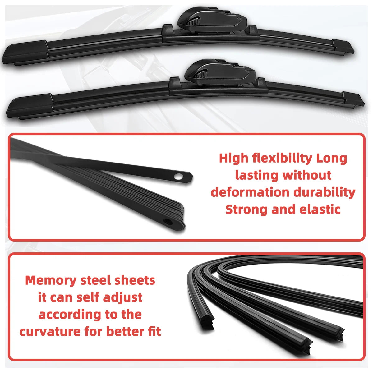 2PCS Front Windshield Wiper Blades Suitable For Tesla Model 3 2017-2026 Car Silent Smooth Cleaning Automotive Replacement Parts