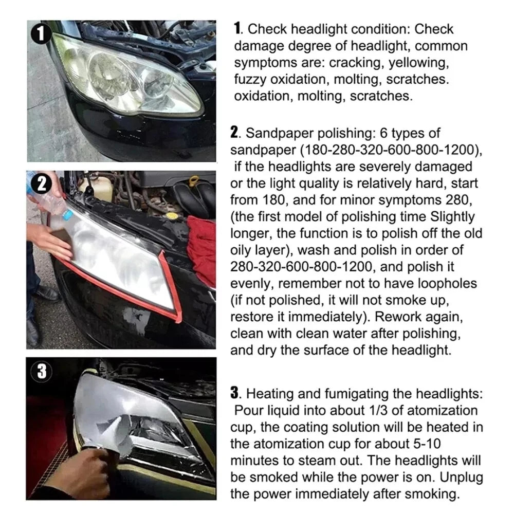 Automotive headlight Care Tool Headlamp Polish Tool Kit Car headlight repair tool heating Cup Electrical Heating Cup Tool Set