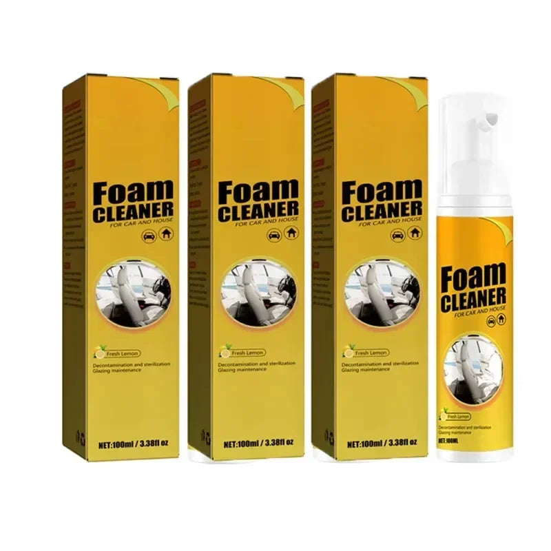 Multifunctional foam cleaner, decontamination of automotive products, interior leather, seat, steering wheel cleaner parts