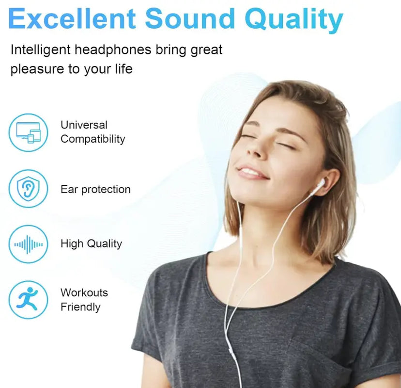 Wired Earphones with Microphone and Volume Control, Portable Earbuds for Type-C Devices and Android