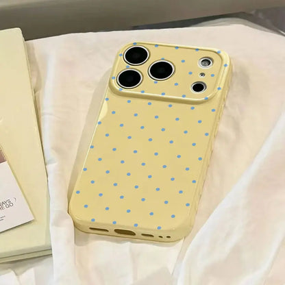 Premium Glossy Polka-Dot Heart-Border Phone Case with Soft TPU-PC Composite Material and Embossed Heart Patterns for Enhanced Grip and Fingerprint Resistance