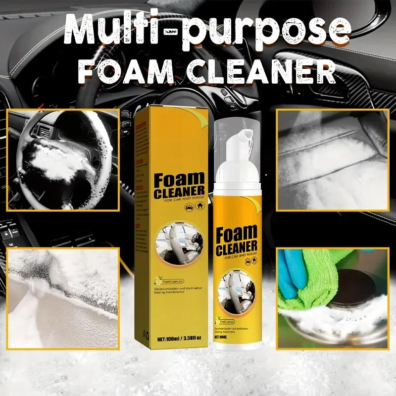Multifunctional foam cleaner, decontamination of automotive products, interior leather, seat, steering wheel cleaner parts