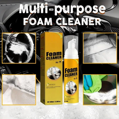 Multifunctional foam cleaner, decontamination of automotive products, interior leather, seat, steering wheel cleaner parts