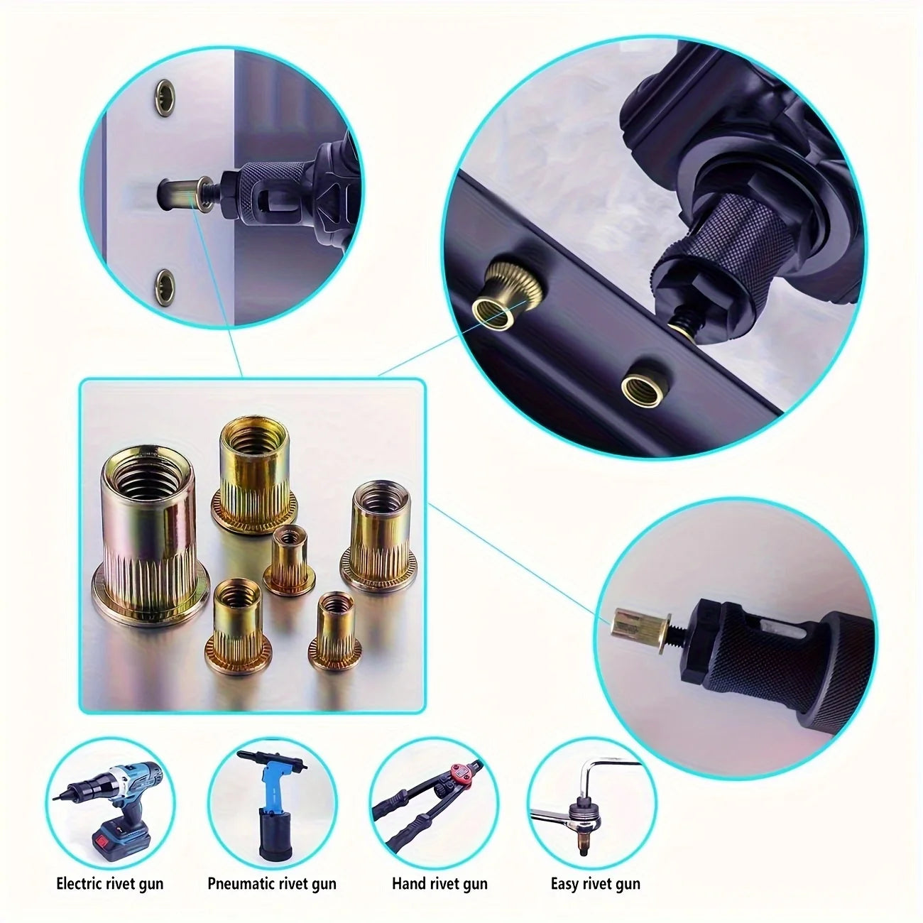 77pcs Manual Riveting Tool Set, 7 Sizes M3-M12 with 70 Rivet Nuts, Heavy-Duty Metal Gun for Automotive, Industrial & Welding