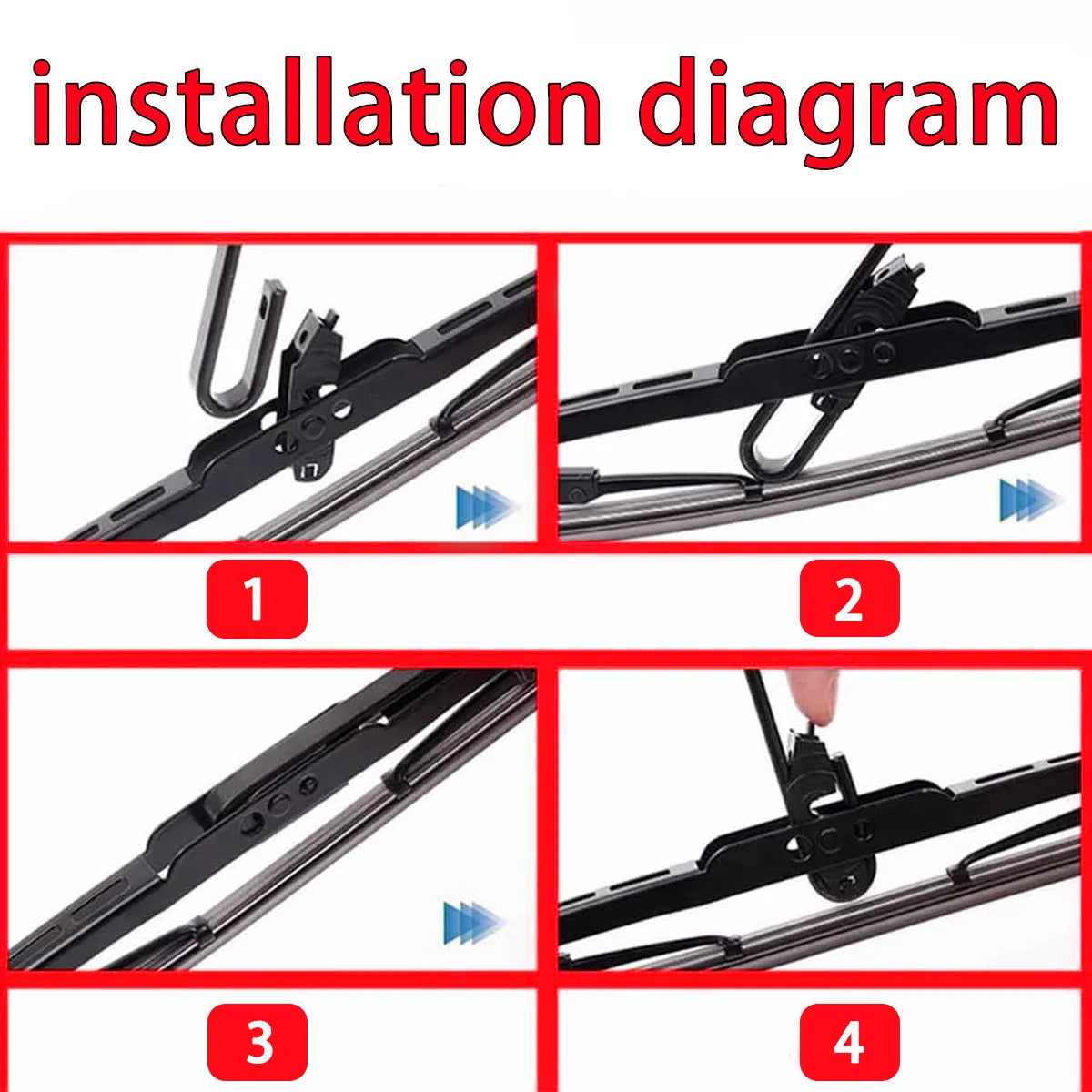 1PC Automotive Iron Frame Windshield Wiper Universal U/J Hook 14"16"17"18"19"20"21"22"24" HD Silent Wiper Automotive Parts