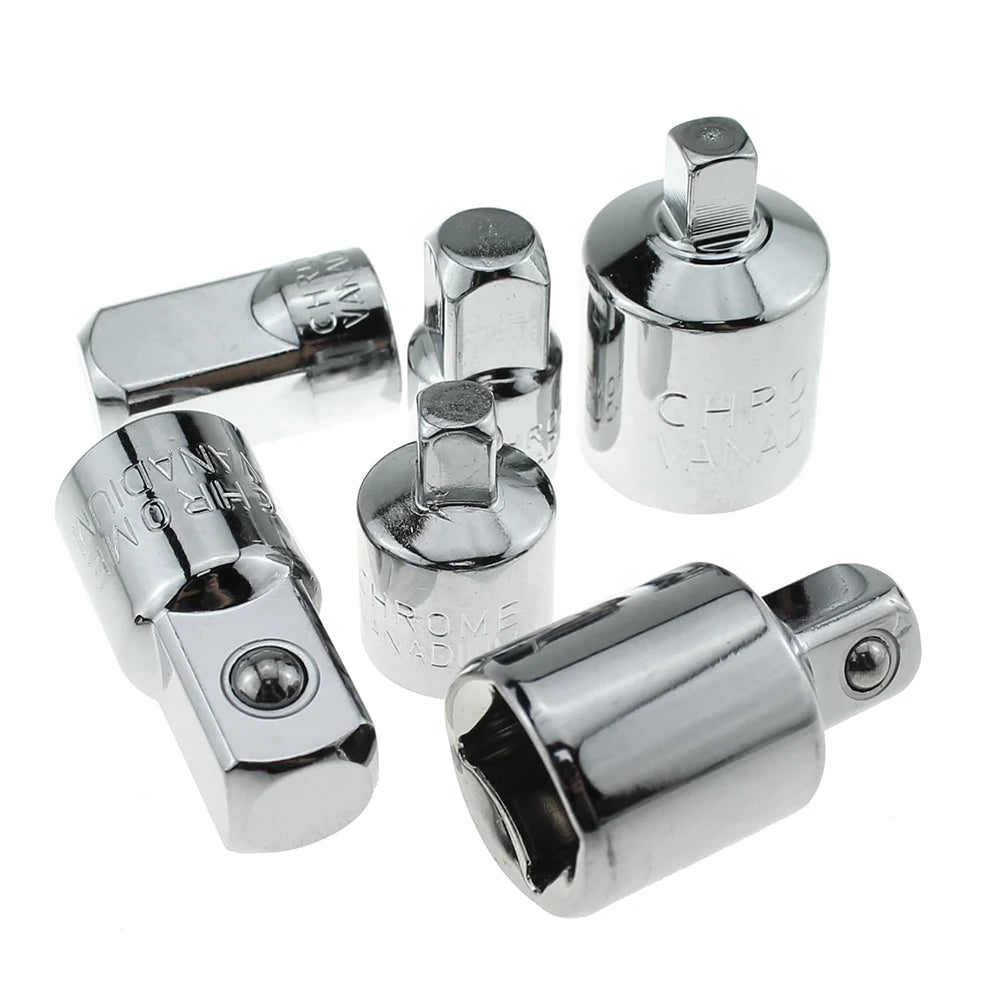 6pcs Socket Adapter & Reducer Set - 1/4" 3/8" 1/2" Chrome Vanadium Steel Ratchet/Socket Extension/Conversion Kit for Automotive