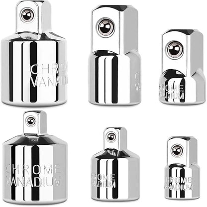 6pcs Socket Adapter & Reducer Set - 1/4" 3/8" 1/2" Chrome Vanadium Steel Ratchet/Socket Extension/Conversion Kit for Automotive