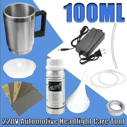 Automotive headlight Care Tool Headlamp Polish Tool Kit Car headlight repair tool heating Cup Electrical Heating Cup Tool Set