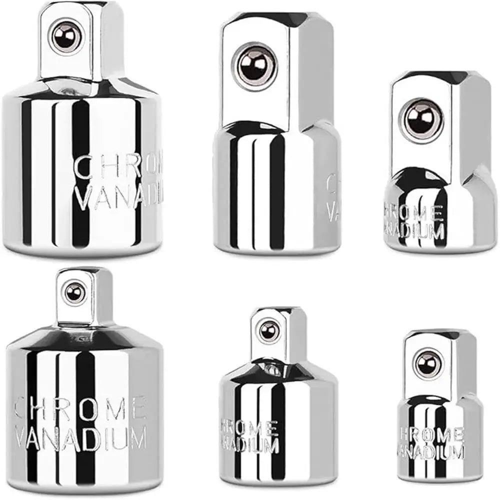 6pcs Socket Adapter & Reducer Set - 1/4" 3/8" 1/2" Chrome Vanadium Steel Ratchet/Socket Extension/Conversion Kit for Automotive