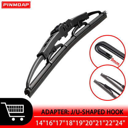 1PC Automotive Iron Frame Windshield Wiper Universal U/J Hook 14"16"17"18"19"20"21"22"24" HD Silent Wiper Automotive Parts
