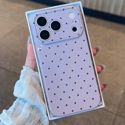 Premium Glossy Polka-Dot Heart-Border Phone Case with Soft TPU-PC Composite Material and Embossed Heart Patterns for Enhanced Grip and Fingerprint Resistance