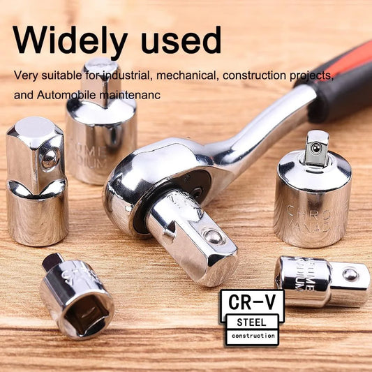 6pcs Socket Adapter & Reducer Set - 1/4" 3/8" 1/2" Chrome Vanadium Steel Ratchet/Socket Extension/Conversion Kit for Automotive