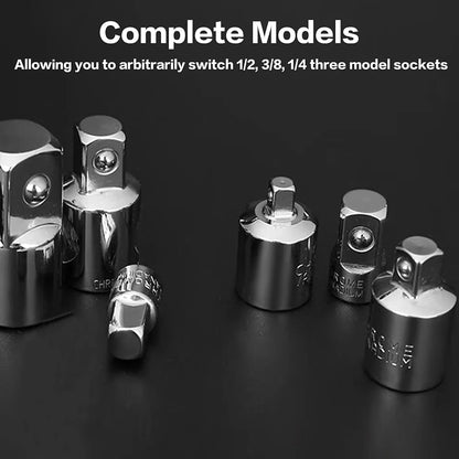 6pcs Socket Adapter & Reducer Set - 1/4" 3/8" 1/2" Chrome Vanadium Steel Ratchet/Socket Extension/Conversion Kit for Automotive
